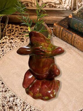 Vintage Ceramic Frog-Shaped Pitcher/Vase With Multicolor Glaze Finish Rustic Far
